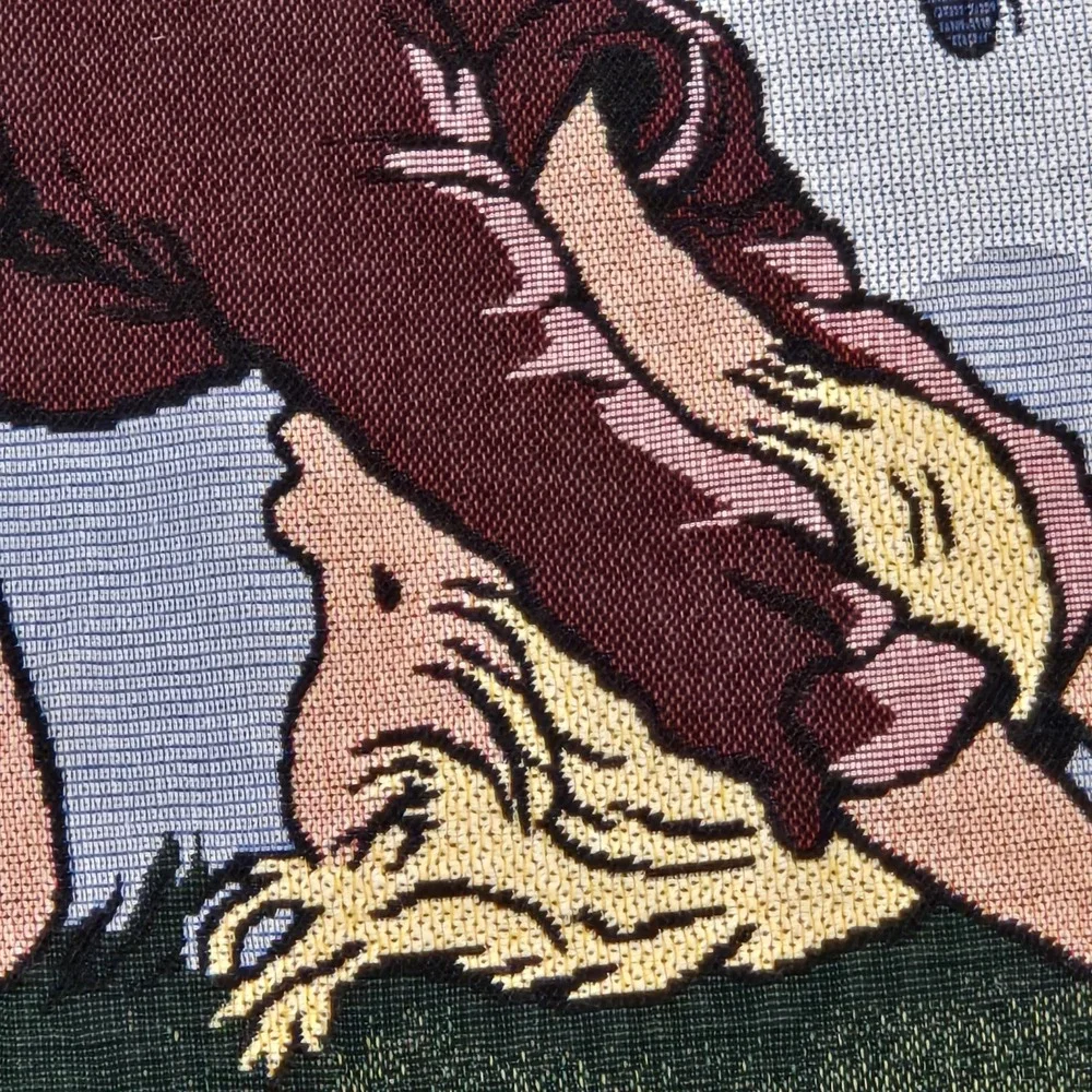 Vtg 80s Disney Winnie the Pooh & Christopher Robin Leap Frog Wall Tapestry READ
